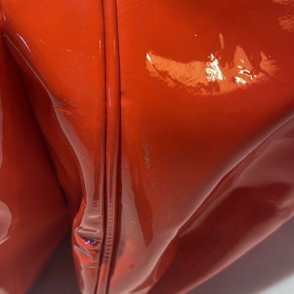 Salvatore Ferragamo orange patent leather satchel. Gently used. - Picture 7 of 12